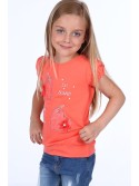 Coral T-shirt with hearts NDZ8205 - Online store - Boutique